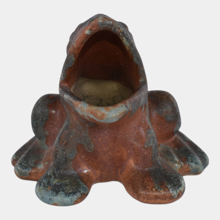 Burley Winter 1930s Art Pottery Mottled Brown Green Figural Frog