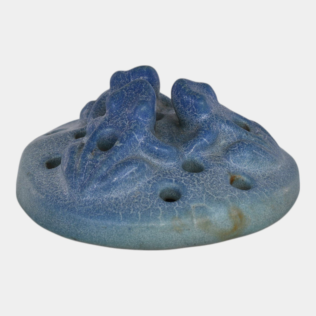 Van Briggle Late Teens Vintage Arts And Crafts Pottery Blue Ceramic Flower Frog