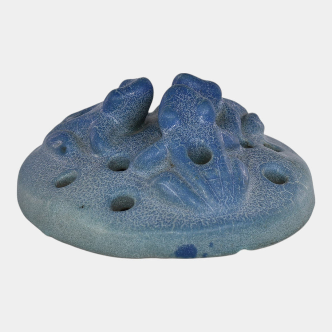 Van Briggle Late Teens Vintage Arts And Crafts Pottery Blue Ceramic Flower Frog