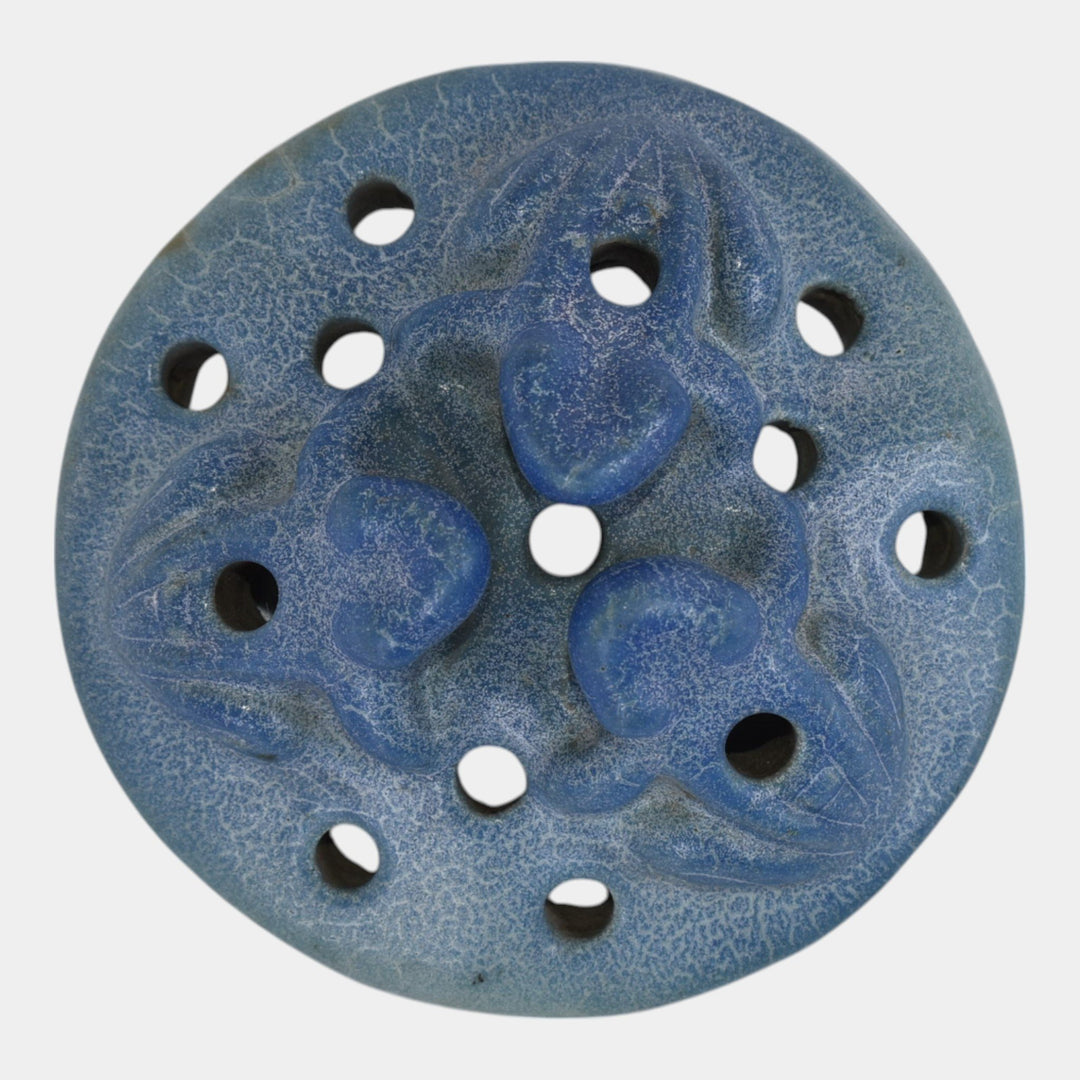 Van Briggle Late Teens Vintage Arts And Crafts Pottery Blue Ceramic Flower Frog