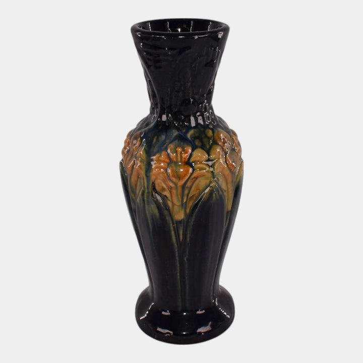 Brush McCoy Majolica Amaryllis 1926 Art Pottery Blended Blue Yellow Vase - Just Art Pottery