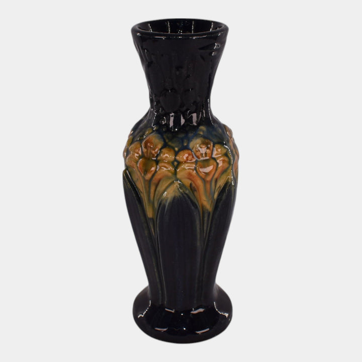 Brush McCoy Majolica Amaryllis 1926 Art Pottery Blended Blue Yellow Vase - Just Art Pottery