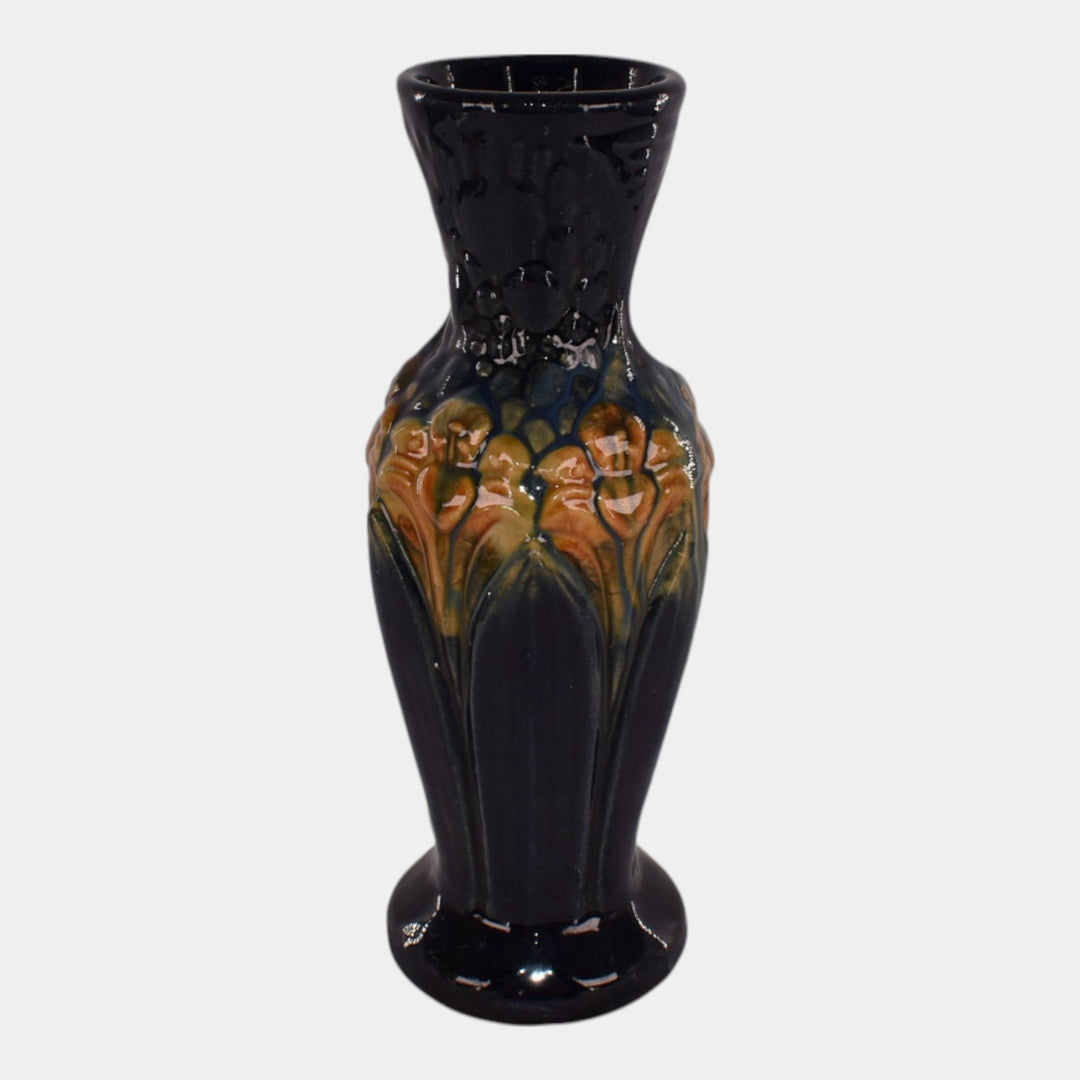 Brush McCoy Majolica Amaryllis 1926 Art Pottery Blended Blue Yellow Vase - Just Art Pottery