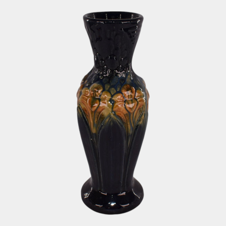 Brush McCoy Majolica Amaryllis 1926 Art Pottery Blended Blue Yellow Vase - Just Art Pottery