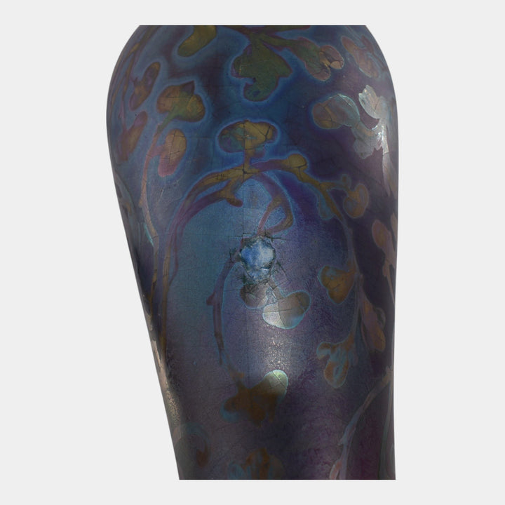 Weller Sicard 1902-07 Art Nouveau Iridescent Luster Floral Tall Vase 472 - Just Art Pottery