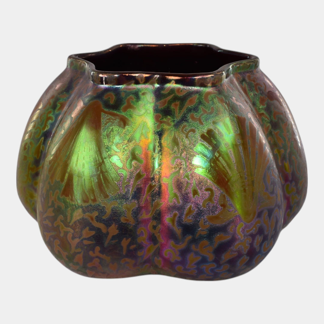 Weller Sicard 1902-07 Art Nouveau Pottery Luster Sea Shell Lobed Vase 477