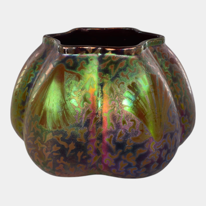 Weller Sicard 1902-07 Art Nouveau Pottery Luster Sea Shell Lobed Vase 477