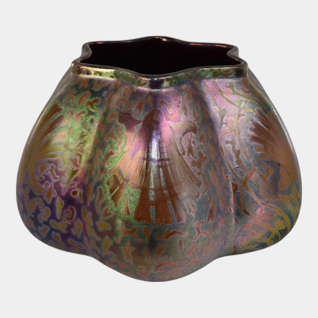 Weller Sicard 1902-07 Art Nouveau Pottery Luster Sea Shell Lobed Vase 477