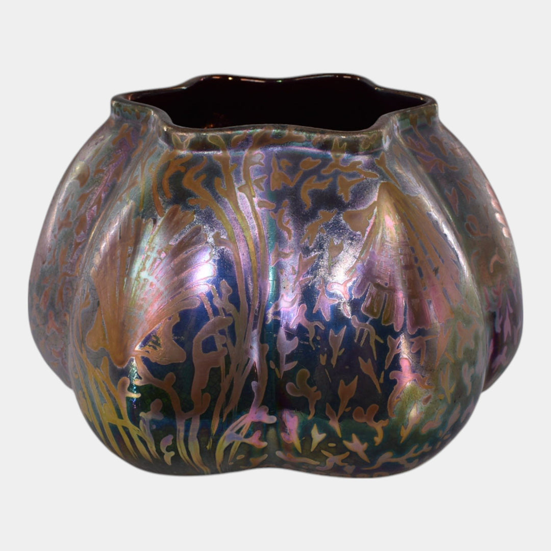 Weller Sicard 1902-07 Art Nouveau Pottery Luster Sea Shell Lobed Vase 477