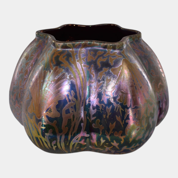 Weller Sicard 1902-07 Art Nouveau Pottery Luster Sea Shell Lobed Vase 477