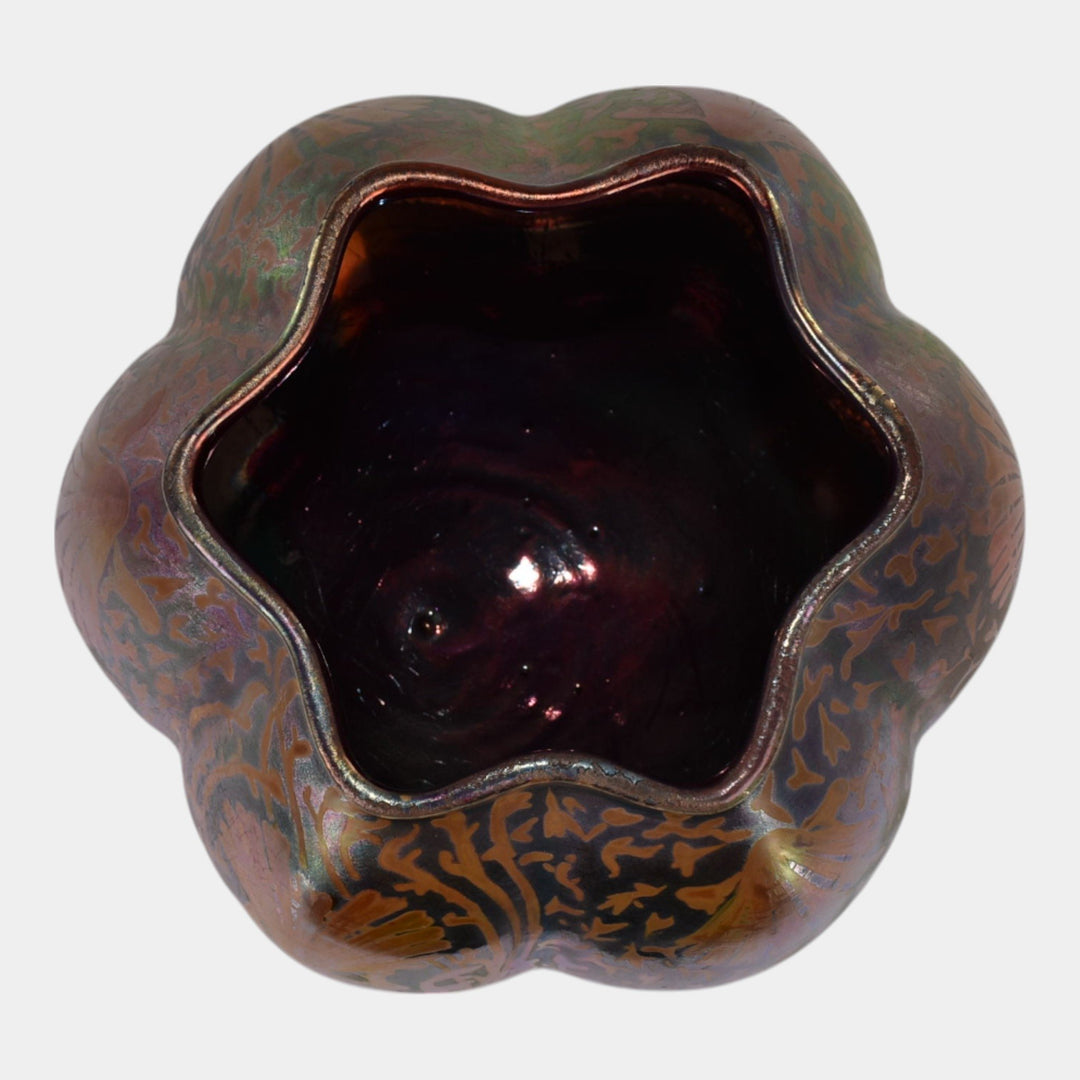 Weller Sicard 1902-07 Art Nouveau Pottery Luster Sea Shell Lobed Vase 477