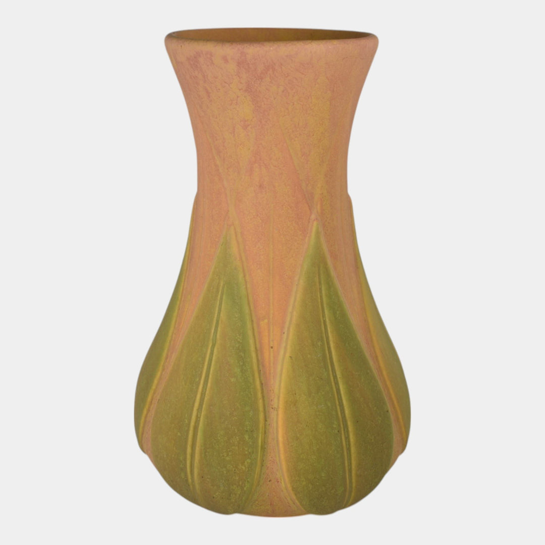 Roseville Early Velmoss 1916 Vintage Arts And Crafts Green Pottery Vase 138-12