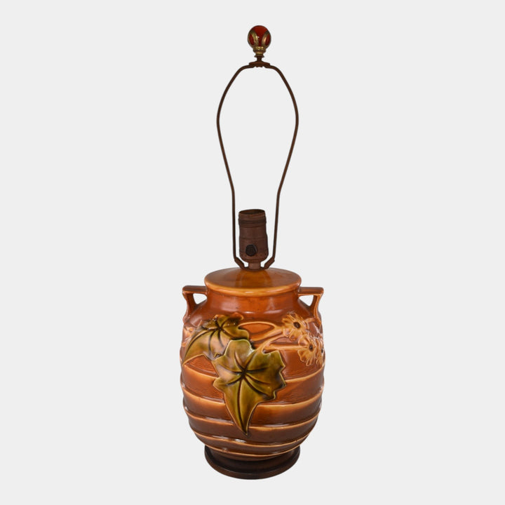 Roseville Pottery Luffa 1934 Brown Factory Arts and Crafts Lamp 690-9