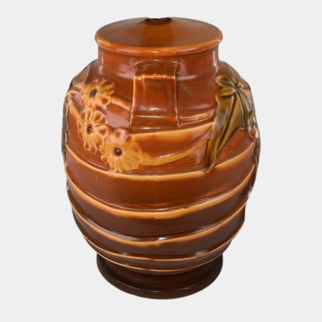 Roseville Pottery Luffa 1934 Brown Factory Arts and Crafts Lamp 690-9
