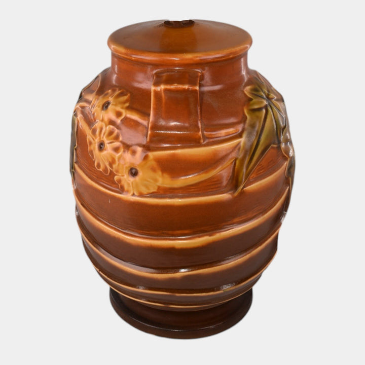 Roseville Pottery Luffa 1934 Brown Factory Arts and Crafts Lamp 690-9