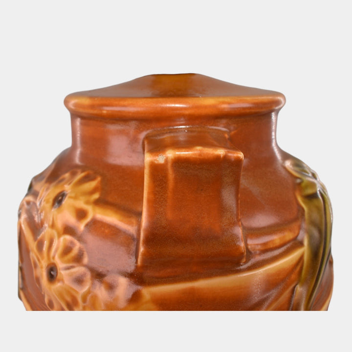 Roseville Pottery Luffa 1934 Brown Factory Arts and Crafts Lamp 690-9