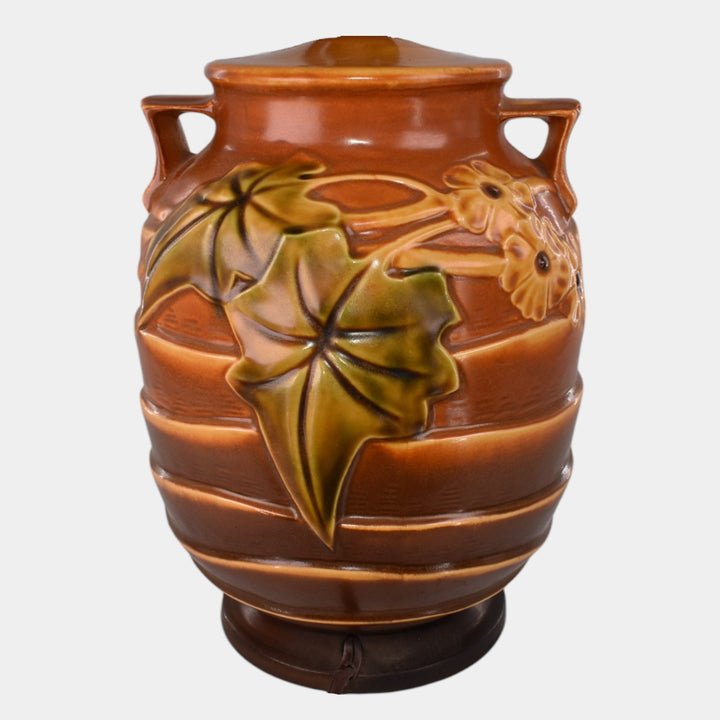 Roseville Pottery Luffa 1934 Brown Factory Arts and Crafts Lamp 690-9