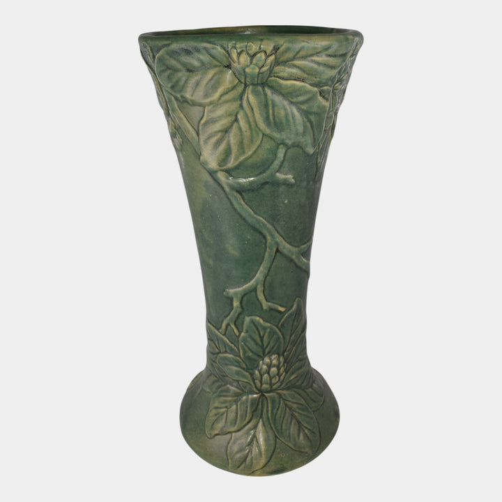 Weller Flemish Rhododendron 1920s Vintage Pottery Matte Green Ceramic Floor Vase