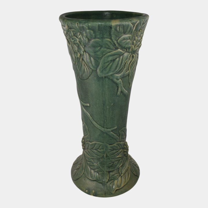 Weller Flemish Rhododendron 1920s Vintage Pottery Matte Green Ceramic Floor Vase