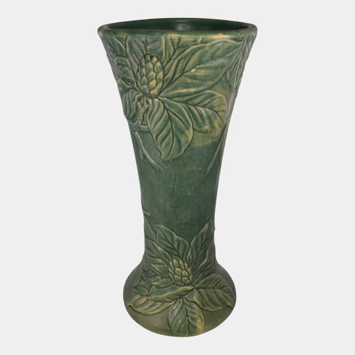 Weller Flemish Rhododendron 1920s Vintage Pottery Matte Green Ceramic Floor Vase