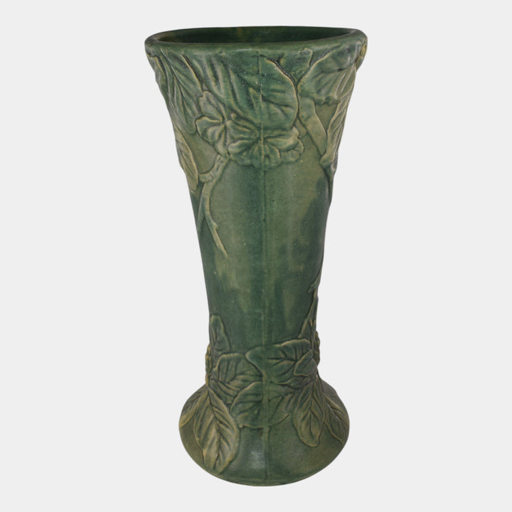 Weller Flemish Rhododendron 1920s Vintage Pottery Matte Green Ceramic Floor Vase