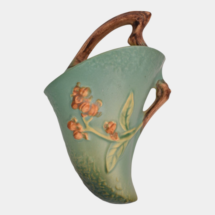 Roseville Bittersweet Green 1941 Mid Century Modern Pottery Wall Pocket 866-7