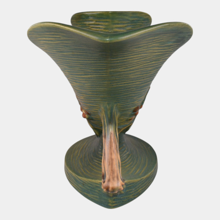Roseville Bushberry Green 1941 Vintage Art Pottery Double Cornucopia Vase 155-8