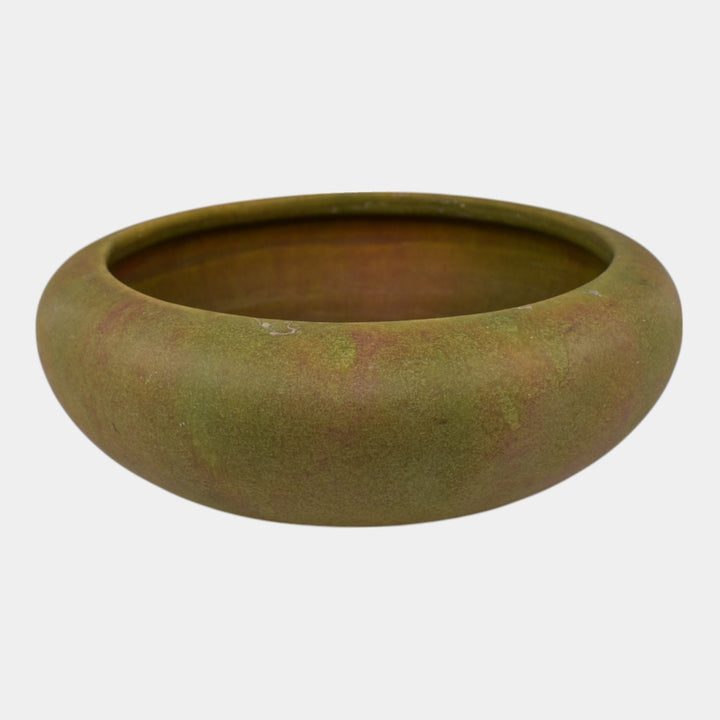 Roseville Early Carnelian Vintage 1916 Art Pottery Matte Green Arts and Crafts Bowl