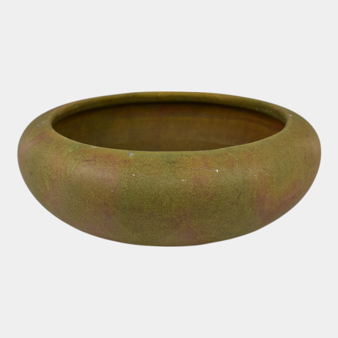 Roseville Early Carnelian Vintage 1916 Art Pottery Matte Green Arts and Crafts Bowl