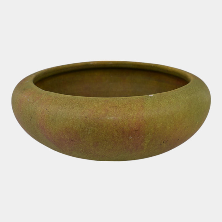 Roseville Early Carnelian Vintage 1916 Art Pottery Matte Green Arts and Crafts Bowl