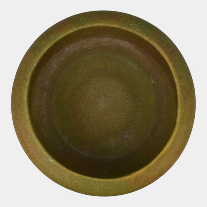 Roseville Early Carnelian Vintage 1916 Art Pottery Matte Green Arts and Crafts Bowl