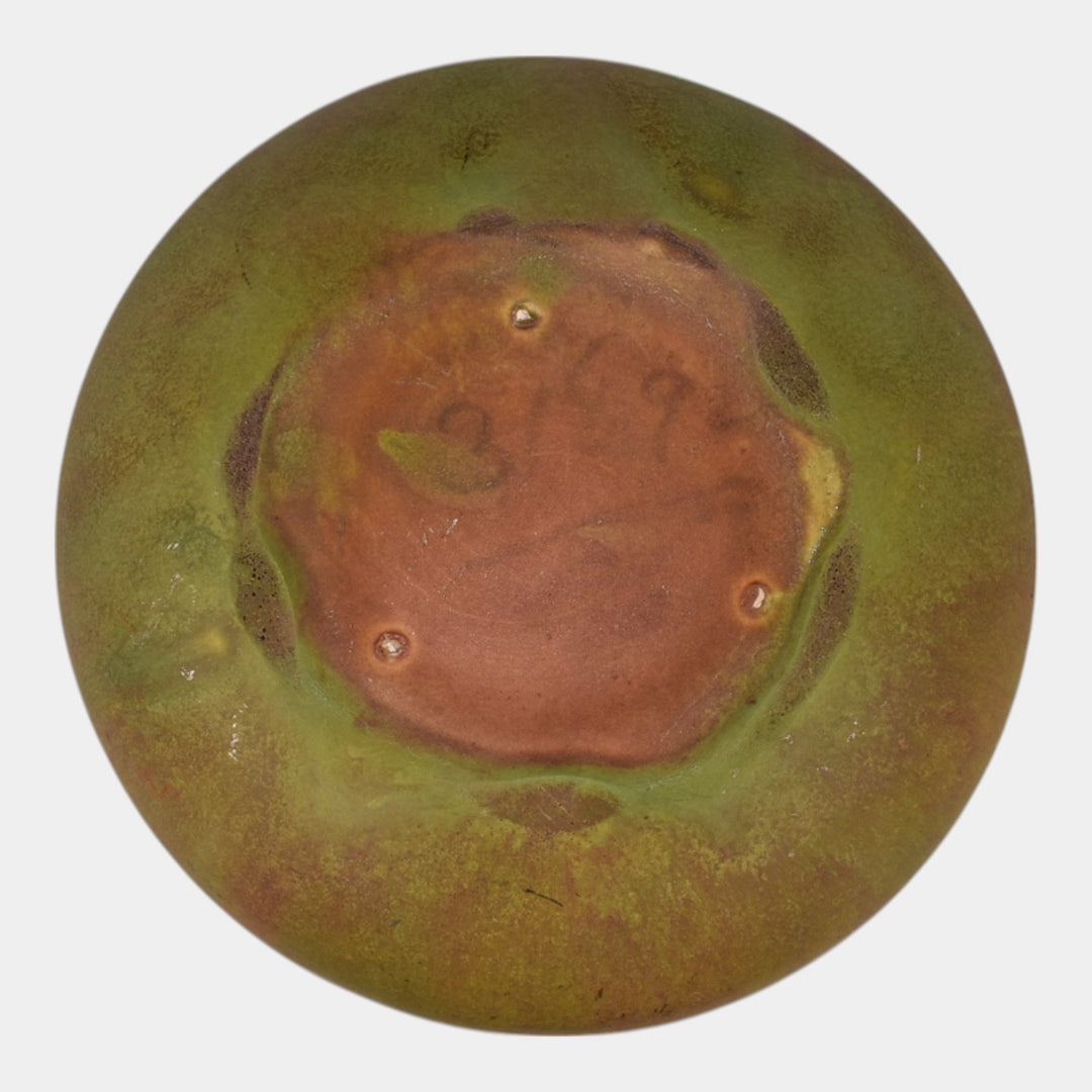Roseville Early Carnelian Vintage 1916 Art Pottery Matte Green Arts and Crafts Bowl