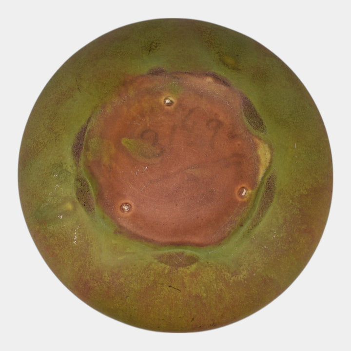Roseville Early Carnelian Vintage 1916 Art Pottery Matte Green Arts and Crafts Bowl