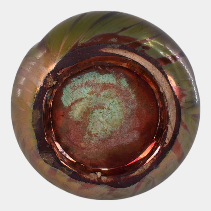 Weller Sicard 1902-07 Art Nouveau Pottery Iridescent Luster Floral Twist Vase - Just Art Pottery