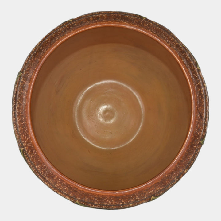 Roseville Sunflower 1930 Arts And Crafts Pottery Brown Jardiniere Planter 619-8