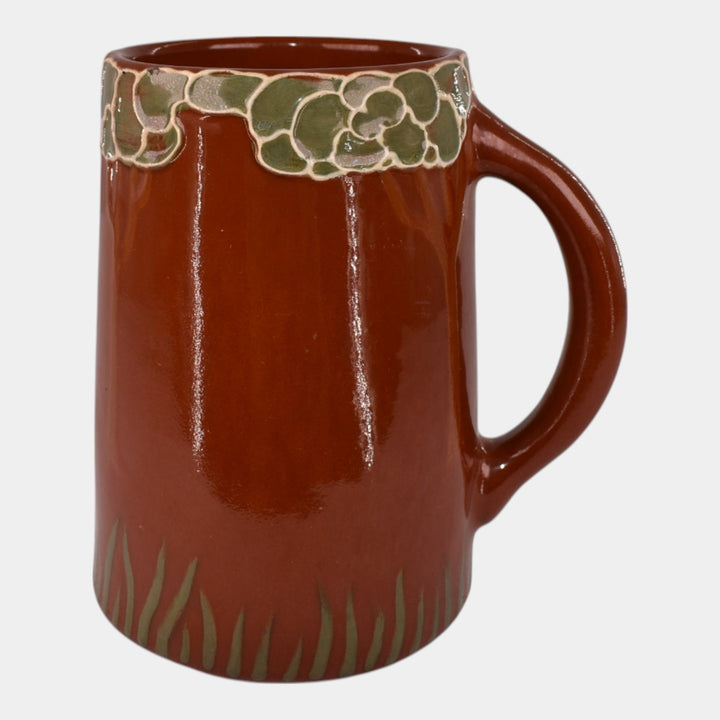 Weller Pottery Rhead Faience Birdimal Cat with Oriental Woman Mug 462 - Just Art Pottery