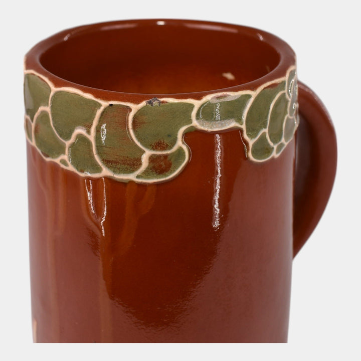 Weller Pottery Rhead Faience Birdimal Cat with Oriental Woman Mug 462 - Just Art Pottery