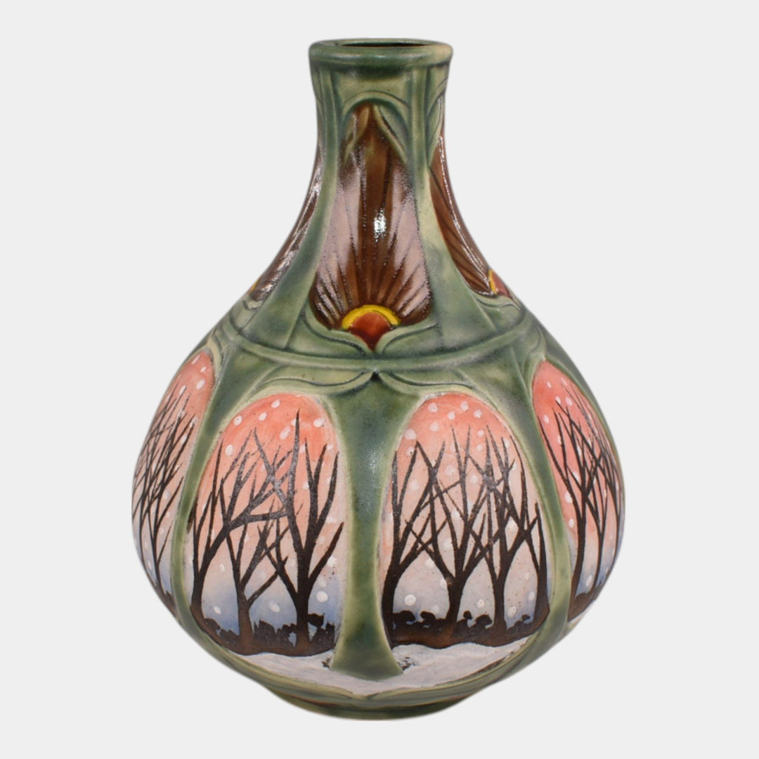 Calmwater Designs Stephanie Young Studio Art Pottery Scenic Winter Vase