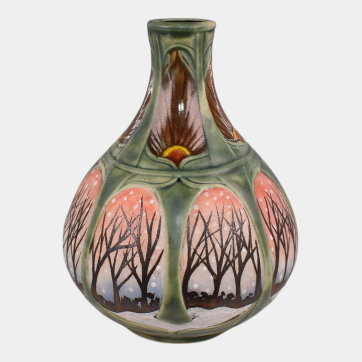 Calmwater Designs Stephanie Young Studio Art Pottery Scenic Winter Vase