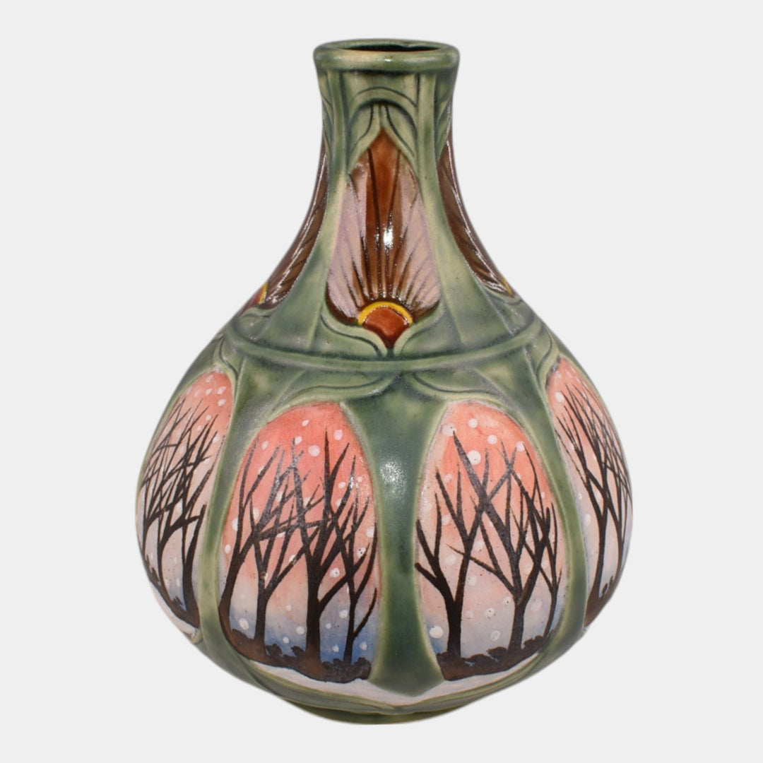 Calmwater Designs Stephanie Young Studio Art Pottery Scenic Winter Vase