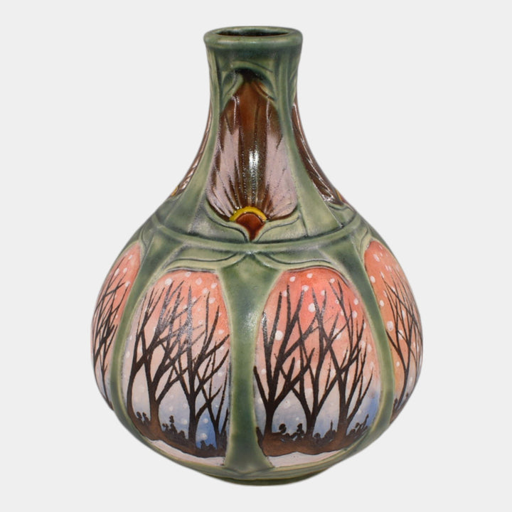 Calmwater Designs Stephanie Young Studio Art Pottery Scenic Winter Vase
