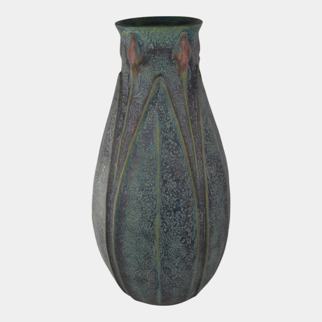 Jemerick Studio Pottery 2002 Arts And Crafts Mottled Green Hand Crafted Vase
