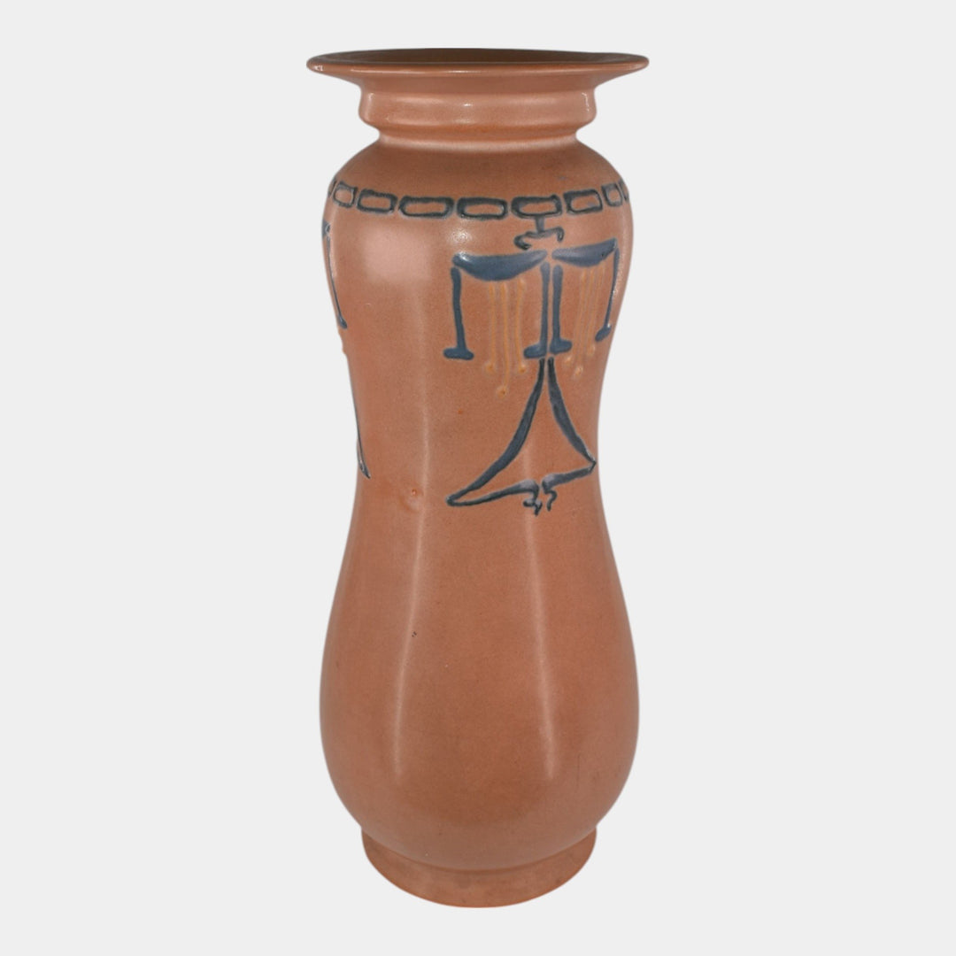 Roseville Aztec Brown 1905 Vintage Arts And Crafts Pottery Ceramic Vase 8 - Just Art Pottery