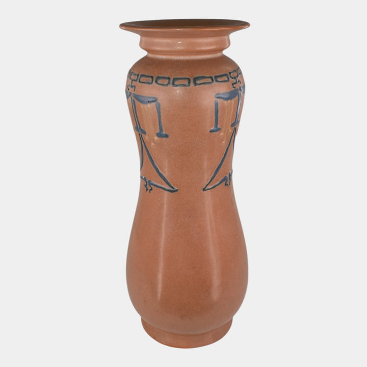 Roseville Aztec Brown 1905 Vintage Arts And Crafts Pottery Ceramic Vase 8 - Just Art Pottery