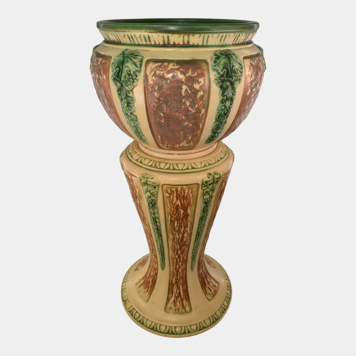 Roseville Florentine II 1933 Vintage Art Pottery Jardiniere Pedestal 602