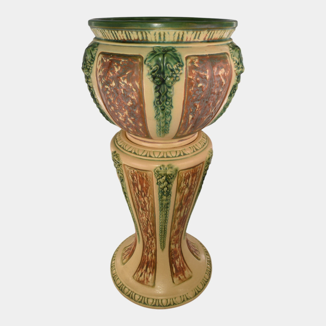 Roseville Florentine II 1933 Vintage Art Pottery Jardiniere Pedestal 602