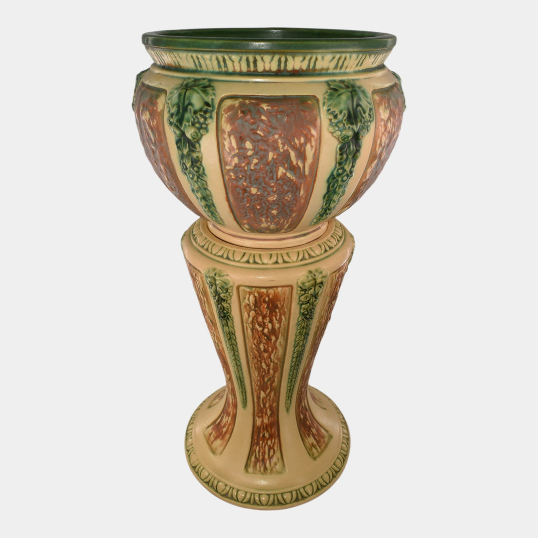 Roseville Florentine II 1933 Vintage Art Pottery Jardiniere Pedestal 602