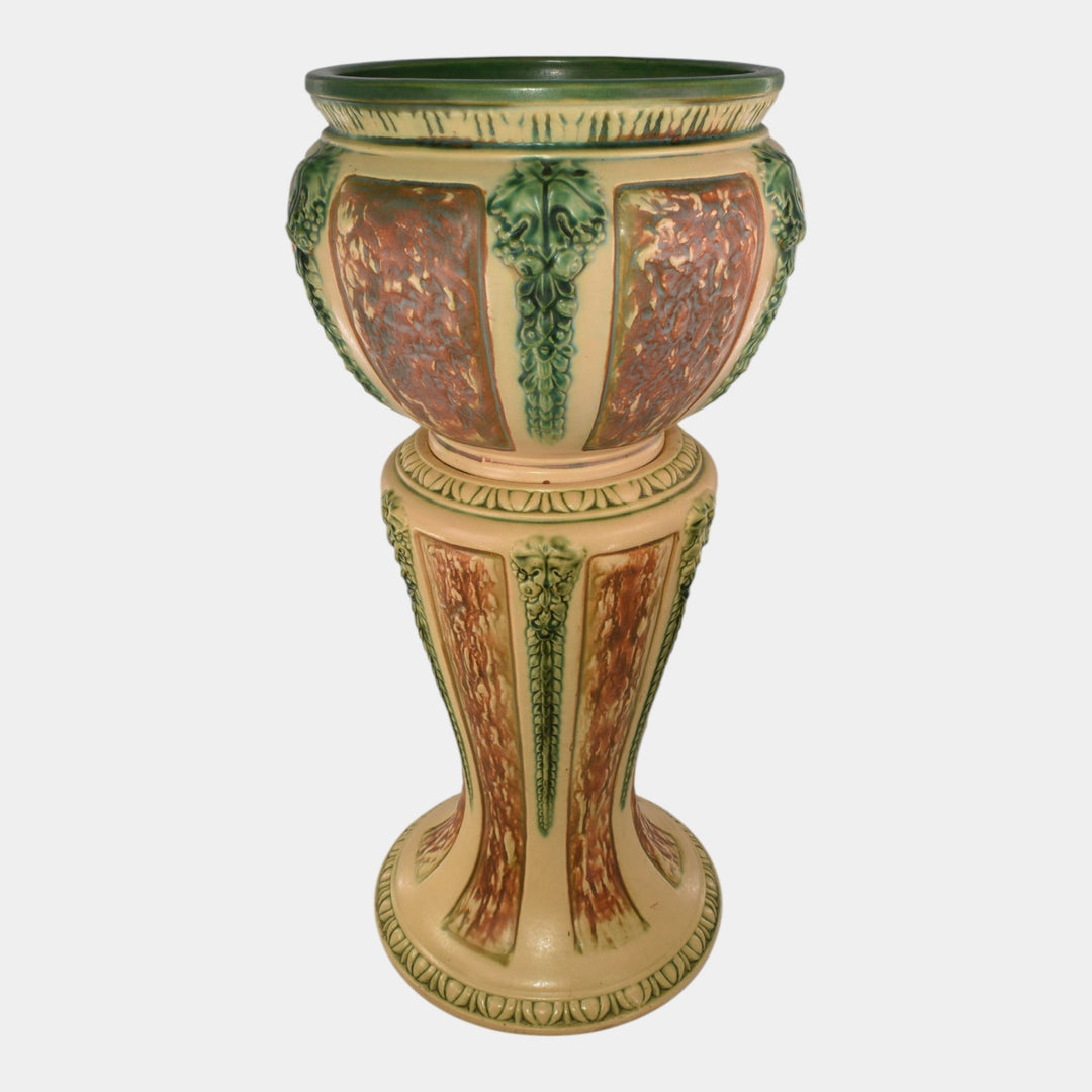 Roseville Florentine II 1933 Vintage Art Pottery Jardiniere Pedestal 602