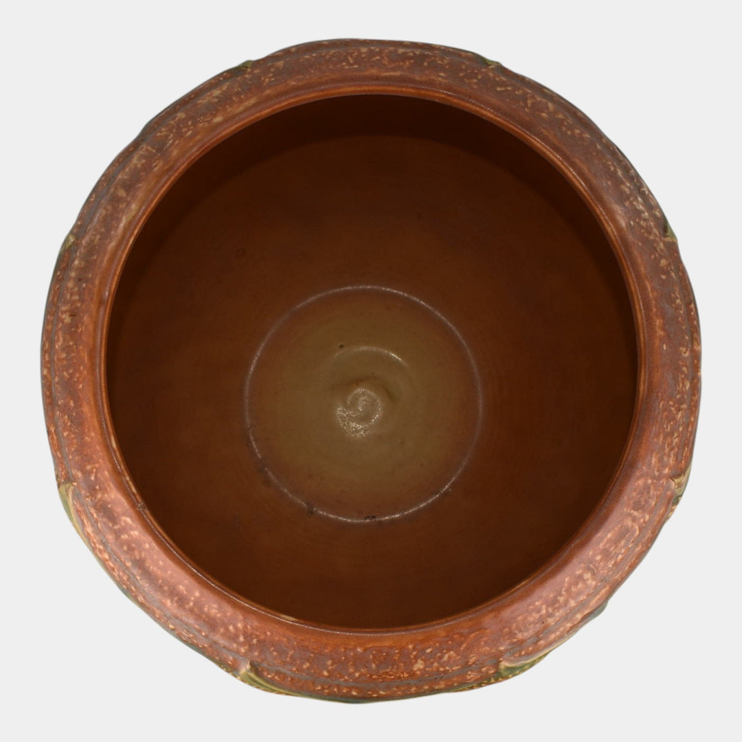 Roseville Sunflower 1930 Arts And Crafts Pottery Brown Jardiniere Planter 619-8