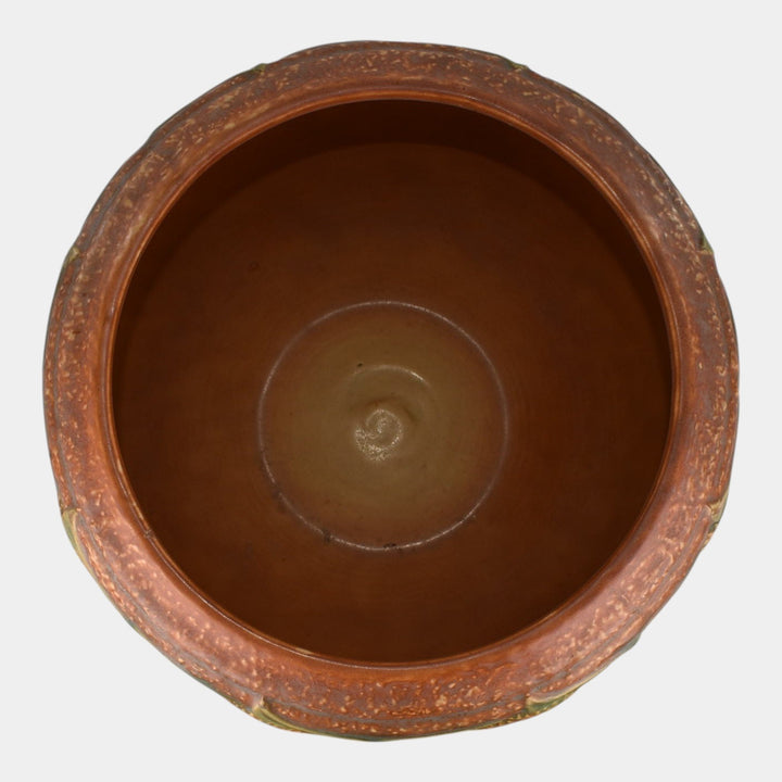 Roseville Sunflower 1930 Arts And Crafts Pottery Brown Jardiniere Planter 619-8